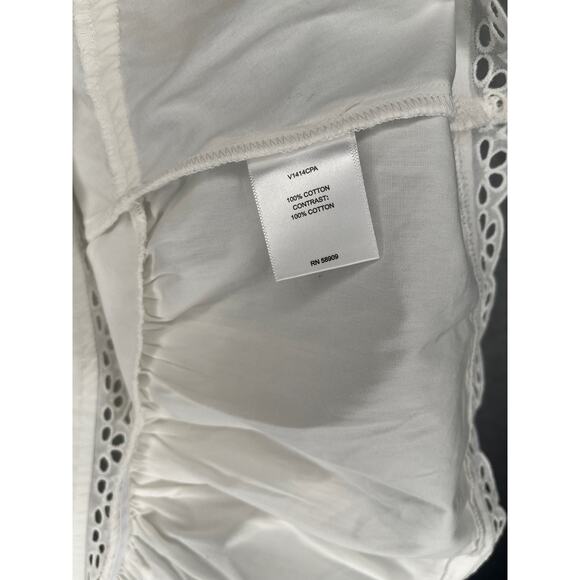 Chelsea & Violet women's white eyelet blouse short sleeve crop top v-neck M NWT - Picture 5 of 15